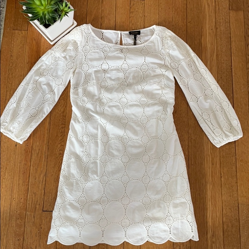 Laundry white eyelet dress with scalloped hem
